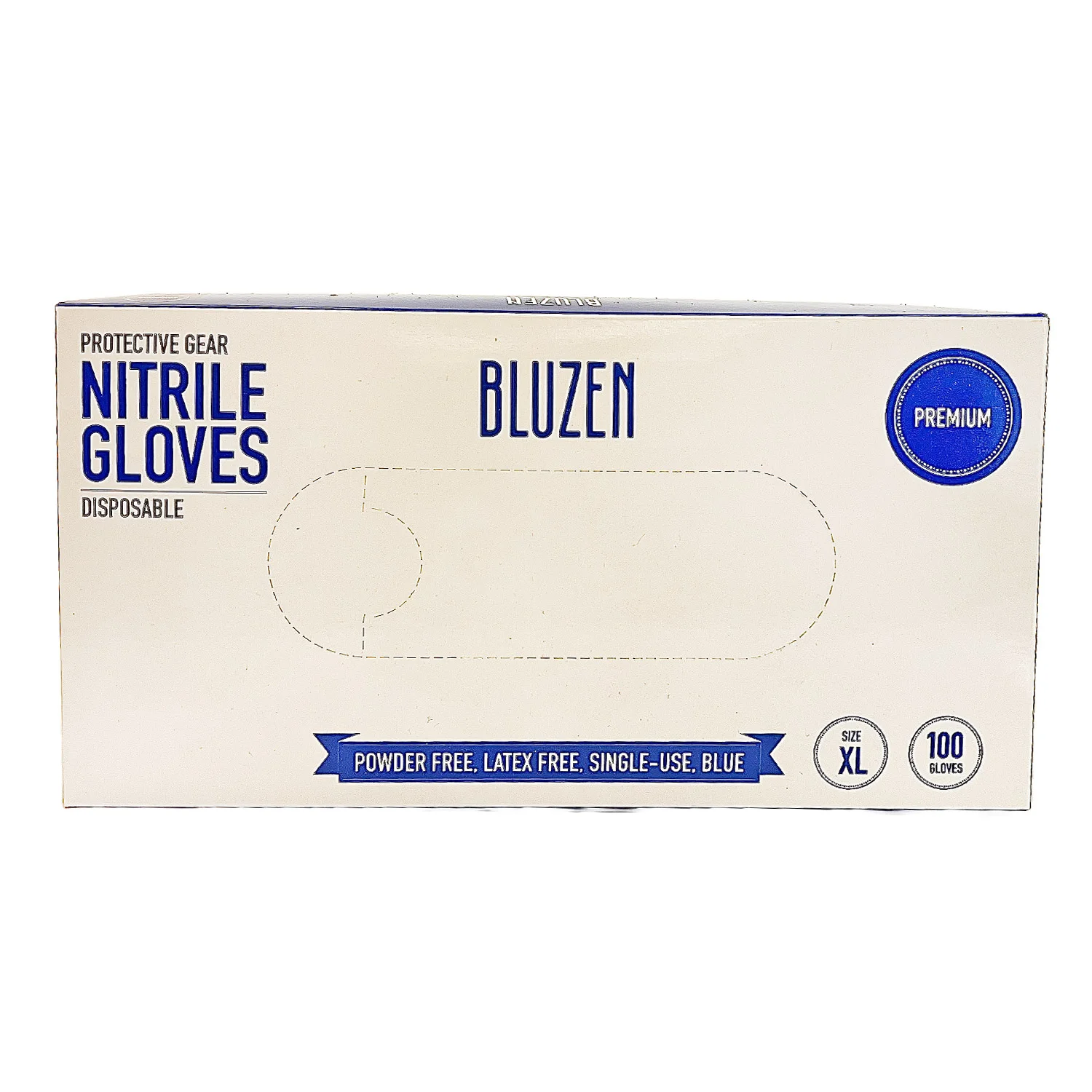 Gloves-Bluzen-Powder-Free-Size-XL_100-C-4 Bluzen Blue Disposible Nitrile Gloves - Medium - Image 1